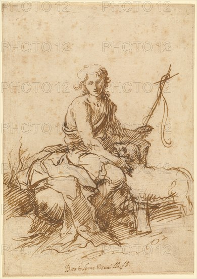 The Youthful Saint John the Baptist Seated in a Landscape (recto