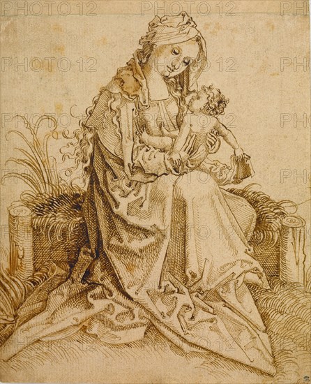 The Virgin and Child on a Grassy Bench