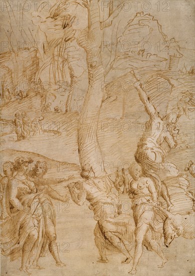 The Hunt of Diana (?) (recto),   Two Studies of a Pair of Reclin