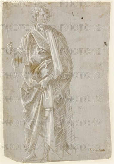 Standing Saint (recto),  Studies of Christ at the Column, a Nude