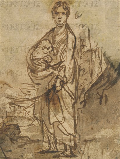 Saint Agnes (recto),  Figure Studies (verso)