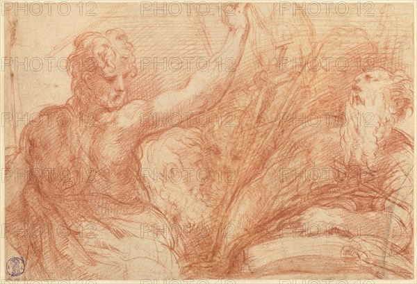 Studies of Saints John the Baptist and Jerome, a Crucifix, and V