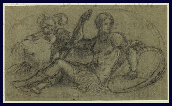 Seated Male Figure with Putto and Armor