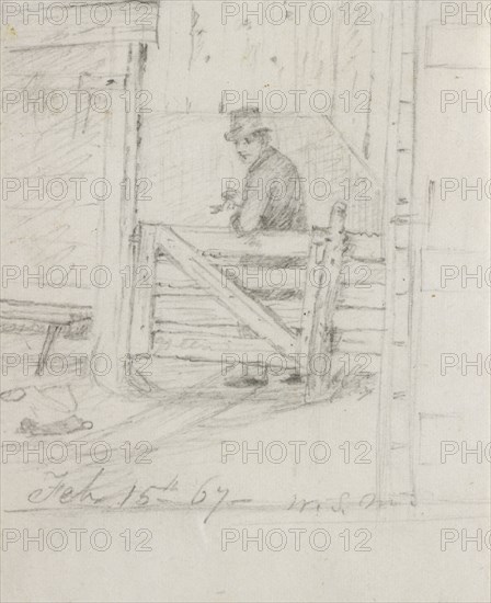 Resting on the Fence, 1867. William Sidney Mount (American, 1807-1868). Graphite; sheet: 9.7 x 7.9 cm (3 13/16 x 3 1/8 in.).