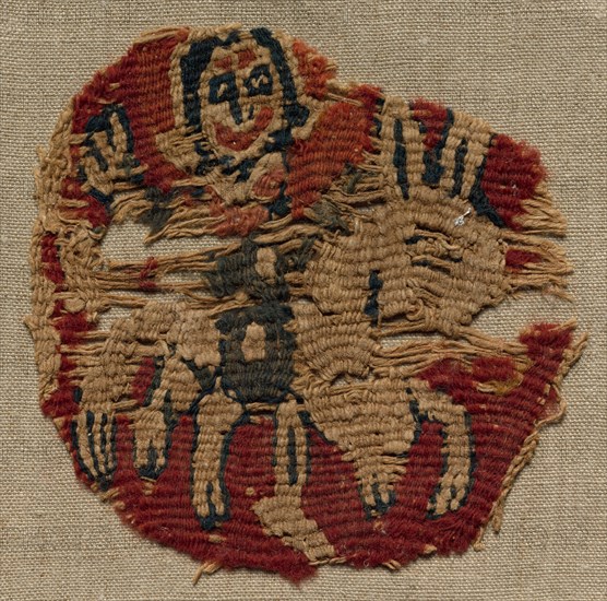 Fragment, Part of an Ornament from a Garment, 800-850. Egypt, late Abbasid period, first half of 9th century. Tapestry weave; wool and linen; overall: 10.5 x 10.7 cm (4 1/8 x 4 3/16 in.).