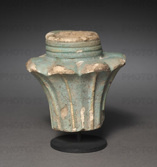 Votive Palm Column Capital, 30 BC-AD 395. Egypt, Early Roman Empire (?). Pale turquoise faience; diameter: 9.1 cm (3 9/16 in.); overall: 10 cm (3 15/16 in.).