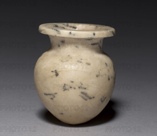 Collared Jar, 2454-1980. Egypt, Old Kingdom, to First Intermediate Period; Dynasty 5-11, 2454-1980 BC. Limestone; diameter: 4.6 cm (1 13/16 in.); overall: 5.6 cm (2 3/16 in.).
