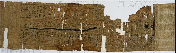 Book of Amduat, Perhaps of Bakenmut, with Elements of the Tenth through Twelfth Hours, 1000-900 BC. Egypt, Third Intermediate Period, late Dynasty 21 (1069-945 BC) or early Dynasty 22 (945-715 BC). Papyrus; overall: 21.2 cm (8 3/8 in.).
