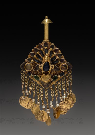 Ornament in the Shape of a Peacock, 17th Century. Tibet, 17th century. Gold with jewels; overall: 3.4 cm (1 5/16 in.).