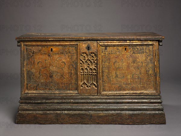 Gothic Marriage Chest, c. 1500. Spain, Catalonia, Barcelona(?), early 16th century. Wood with painting and gilding; overall: 71.8 x 127 x 55.9 cm (28 1/4 x 50 x 22 in.).
