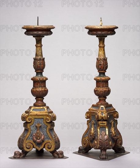 Pair of Candlesticks, late 1400s. Italy, probably Tuscany, late 15th century. Carved and gilded wood; overall: 49.6 cm (19 1/2 in.)