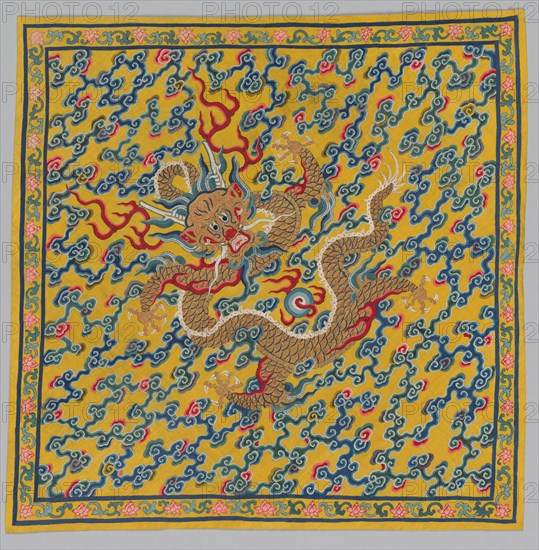 Wrapper for the Tapestry Scroll Mingling of Clear and Muddy Water at the Junction of the Jing and Wei Rivers, 1736-95. China, Qing Dynasty (1644-1911), Qianlong reign (1736-95). Silk and metal thread: tapestry weave, painted with ink and colors; warp: 76.2 cm (30 in.); weft: 93.3 cm (36 3/4 in.); overall: 55.5 x 55 cm (21 7/8 x 21 5/8 in.)