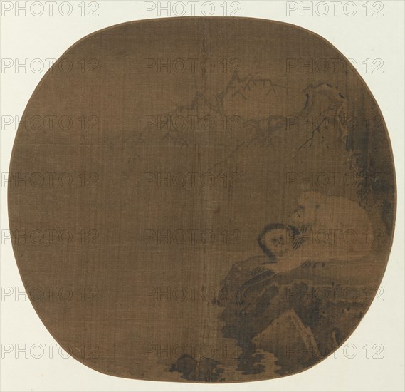 Monkey, 13th century. China, Yuan dynasty (1271-1368). Album leaf, ink on paper; diameter: 22.9 cm (9 in.).