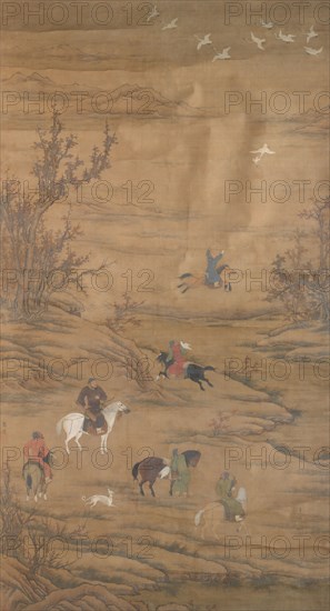 Hunting Horses, ca. 1600-1900. China, Ming dynasty (1368-1644) - Qing dynasty (1644-1911). Hanging scroll, ink and color on silk; overall: 274.3 x 147.3 cm (108 x 58 in.).