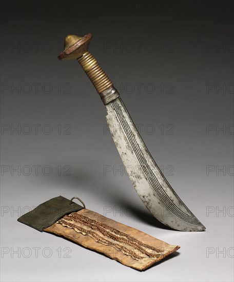 Knife, 1800s. Central Africa, Democratic Republic of the Congo, 19th century. Iron, wood, and brass; overall: 57.4 cm (22 5/8 in.); blade: 24.2 cm (9 1/2 in.)