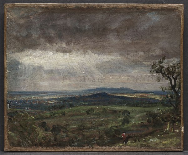 Hampstead Heath, Looking Toward Harrow, c. 1821. John Constable (British, 1776-1837). Oil on paper, mounted on canvas; framed: 39 x 44.5 x 5 cm (15 3/8 x 17 1/2 x 1 15/16 in.); unframed: 25.9 x 31.3 cm (10 3/16 x 12 5/16 in.).