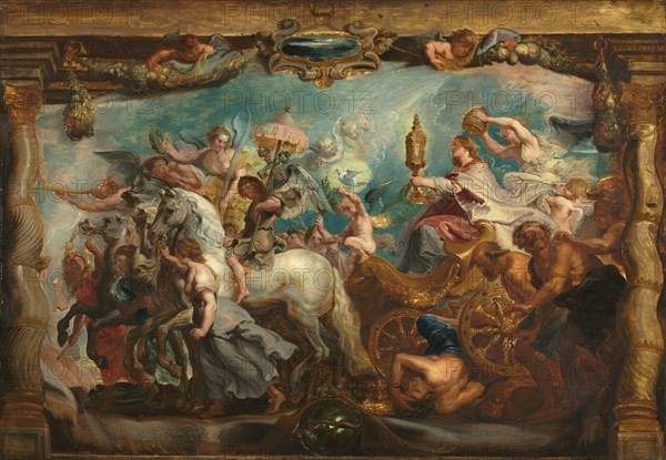 The Triumph of the Church, after 1628. Follower of Peter Paul Rubens (Flemish, 1577-1640). Oil on wood; framed: 129.5 x 96.5 x 8.5 cm (51 x 38 x 3 3/8 in.); unframed: 74.1 x 105.7 cm (29 3/16 x 41 5/8 in.).