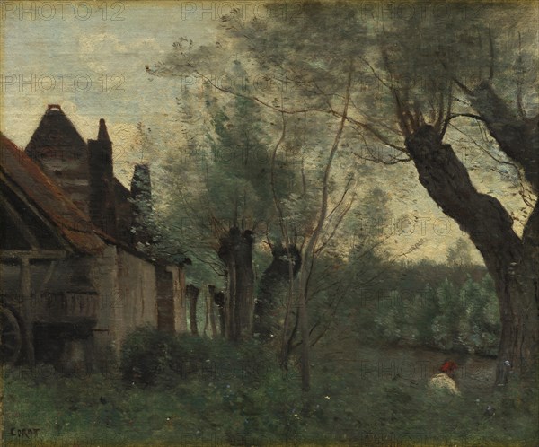 Willows and Farmhouse at Sainte-Catherine-lès-Arras, 1871. Jean Baptiste Camille Corot (French, 1796-1875). Oil on fabric; framed: 59.4 x 72.1 x 9 cm (23 3/8 x 28 3/8 x 3 9/16 in.); unframed: 36.3 x 44.4 cm (14 5/16 x 17 1/2 in.).