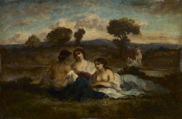 The Bathers, after 1847. Imitator of Narcisse Diaz de la Peña (French, 1807-1876). Oil on wood; unframed: 21.8 x 32.6 cm (8 9/16 x 12 13/16 in.)
