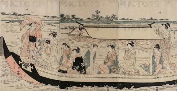Women in a Pleasure Boat on the Sumida River, early 1790s. Chobunsai Eishi (Japanese, 1756-1829). Color woodblock print; sheet: 38.8 x 25.8 cm (15 1/4 x 10 3/16 in.).