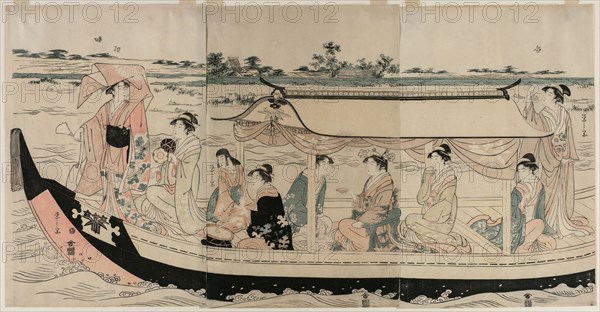 Women in a Pleasure Boat on the Sumida River, early 1790s. Chobunsai Eishi (Japanese, 1756-1829). Color woodblock print; sheet: 38.8 x 25.8 cm (15 1/4 x 10 3/16 in.).