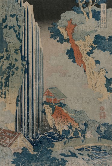Ono Waterfall on the Kiso Road (from the series a Tour of Waterfalls in the Provinces), early 1830s. Katsushika Hokusai (Japanese, 1760-1849). Color woodblock print; sheet: 38.3 x 26.4 cm (15 1/16 x 10 3/8 in.).