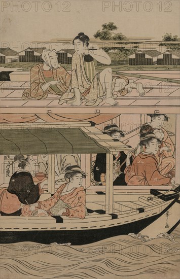 Boating Party on the Sumida River, late 1780s. Chobunsai Eishi (Japanese, 1756-1829). Color woodblock print; sheet: 39.1 x 26.2 cm (15 3/8 x 10 5/16 in.).