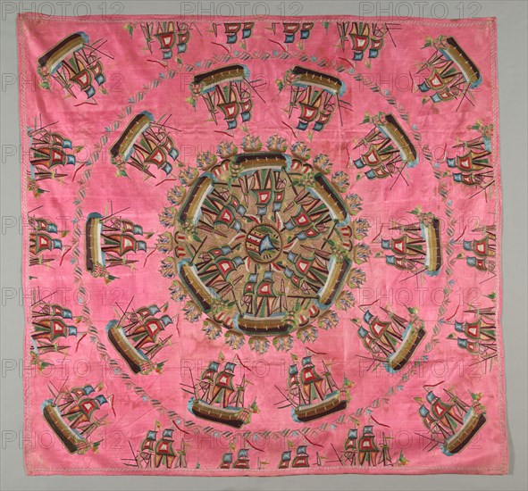 Embroidered Square, 18th-19th century. Turkey, 18th-19th century. Embroidery, silk and metallic threads, on silk tabby ground; average: 103.2 x 98.5 cm (40 5/8 x 38 3/4 in.).