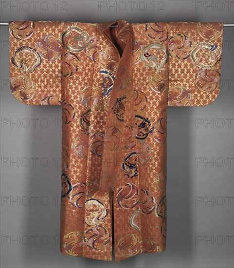 Noh Robe, early 1700s. Japan, Kyoto, early 18th century. Silk, brocaded metal thread; overall: 139.7 x 133.3 cm (55 x 52 1/2 in.).