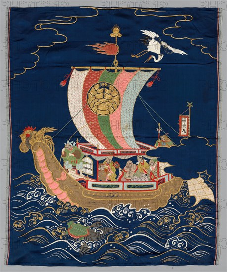 Embroidered Fukusa, late 1800s-early 1900s. Japan, late 19th-early 20th century. Embroidered silk with metal thread; average: 86.3 x 68.6 cm (34 x 27 in.)
