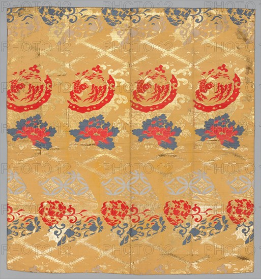 Fabric, late 1800s-early 1900s. Japan, late 19th-early 20th century. Brocaded silk with metal thread weft; average: 71.1 x 66.7 cm (28 x 26 1/4 in.)