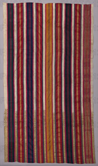 Embroidered Curtain, 17th-18th century. Tunisia, Djerba, 17th-18th century. Embroidery; silk and metallic threads; overall: 281 x 157.7 cm (110 5/8 x 62 1/16 in.)