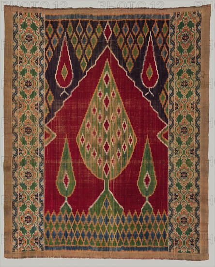 Door curtain, 1800s. Iran, Qajar period. Velvet ikat: silk; overall: 151.1 x 121.9 cm (59 1/2 x 48 in.).
