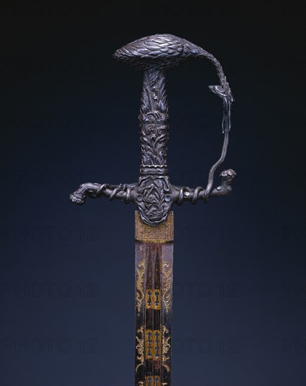 Rapier, c. 1630-1650. Germany, 17th century. Steel; blued, gilded, and perforated blade; overall: 100.3 cm (39 1/2 in.); blade: 86.5 cm (34 1/16 in.); quillions: 13 cm (5 1/8 in.); grip: 12.3 cm (4 13/16 in.).