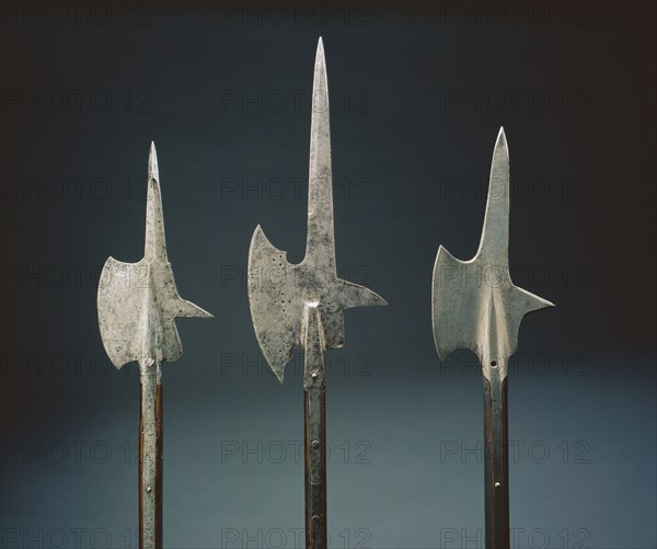 Halberd, 1475-1500. Germany (?), late 15th century. Steel, pierced circular holes; wood haft; overall: 230.7 cm (90 13/16 in.); blade: 21.9 cm (8 5/8 in.).