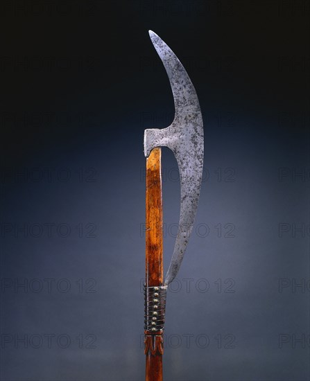 Bardiche (Pole Axe), 1500s. Germany or Russia, 16th century. Steel, leather, brass; wood haft; overall: 178.5 cm (70 1/4 in.); blade: 14.2 cm (5 9/16 in.).