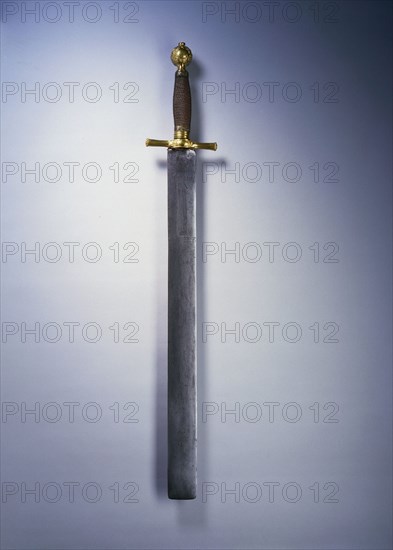 Executioner's Sword, blade dated 1634. Germany, 17th century. Steel; overall: 98.1 cm (38 5/8 in.); blade: 75.3 cm (29 5/8 in.); quillions: 15.5 cm (6 1/8 in.); grip: 22.5 cm (8 7/8 in.)