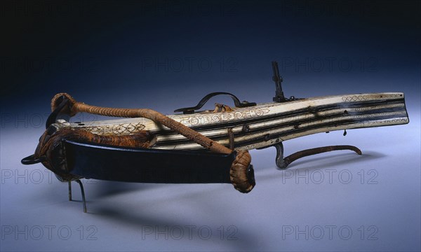 Crossbow, early 1600s. Germany, early 17th Century. Wood, stag horn, flax cord and steel; overall: 63.5 cm (25 in.); bow: 60.2 cm (23 11/16 in.); butt: 5 cm (1 15/16 in.).