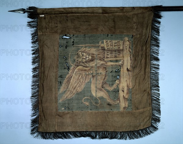 Banner With the Lion of St. Mark, late 1600s - early 1700s. Italy, Venice, late 17th, early 18th century. Brown silk with fringe; overall: 87.2 x 87.2 cm (34 5/16 x 34 5/16 in.)