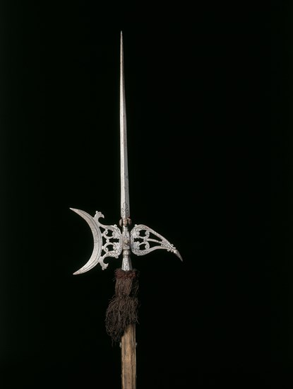 Parade Halberd, c. 1600-1650. Italy, 17th century. Steel, engraved; rectangular wood haft with planed corners; overall: 252 cm (99 3/16 in.); blade: 65.6 cm (25 13/16 in.).