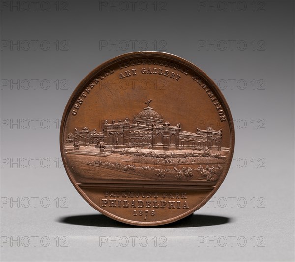 Medal: Commemorating the Centennial International Exhibition, 1876 (obverse), 1876. America, 19th century. Bronze; diameter: 5.1 cm (2 in.).