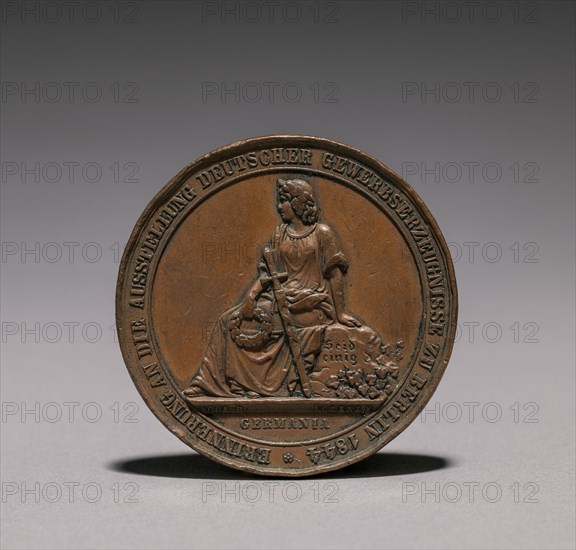 Medal Commemorating the Exhibition of Textiles, Berlin, 1844 (obverse), 1844. Emil Schilling (German). Bronze; diameter: 5.1 cm (2 in.).