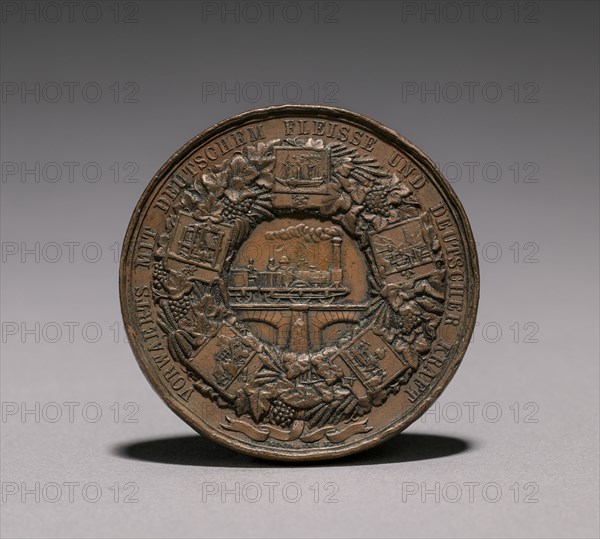 Medal Commemorating the Exhibition of Textiles, Berlin, 1844 (reverse), 1844. Emil Schilling (German). Bronze; diameter: 5.1 cm (2 in.).