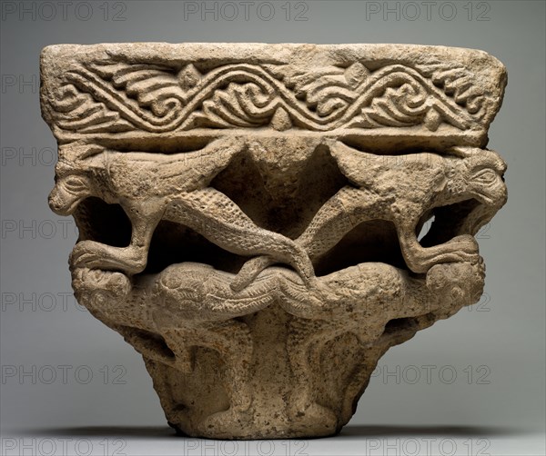 Capital with Dragons, 1200s. Southwest France, Languedoc, Toulouse (?), 13th century. Limestone; overall: 33.4 x 35.6 x 28.6 cm (13 1/8 x 14 x 11 1/4 in.).