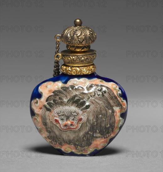 Scent Bottle, 1800s. France, 19th century. Porcelain with gold or gilt metal mounts; overall: 5.6 x 3.9 cm (2 3/16 x 1 9/16 in.).