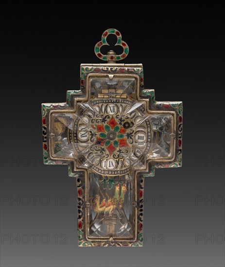 Watch, 1800s. Austria, 19th century. Crystal, gilt metal, enamel; overall: 8.3 x 5.4 x 2 cm (3 1/4 x 2 1/8 x 13/16 in.).