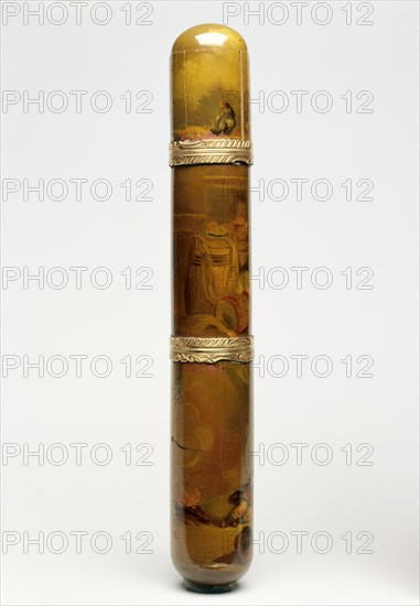Perfume Case (Etui flaconnier), c. 1780. France, 18th century. Painted wood with gilt metal mounts, tortoiseshell; overall: 12.6 x 2.6 cm (4 15/16 x 1 in.).