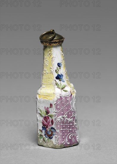 Scent Bottle, 1775. South Staffordshire Factory (British). Enamel on copper with gilt and enameled metal mounts; overall: 7 x 3.1 cm (2 3/4 x 1 1/4 in.).