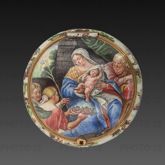 Watchcase (Boîtier de montre), c. 1640. France, 17th century. Gold and enamel; diameter: 5.8 cm (2 5/16 in.).