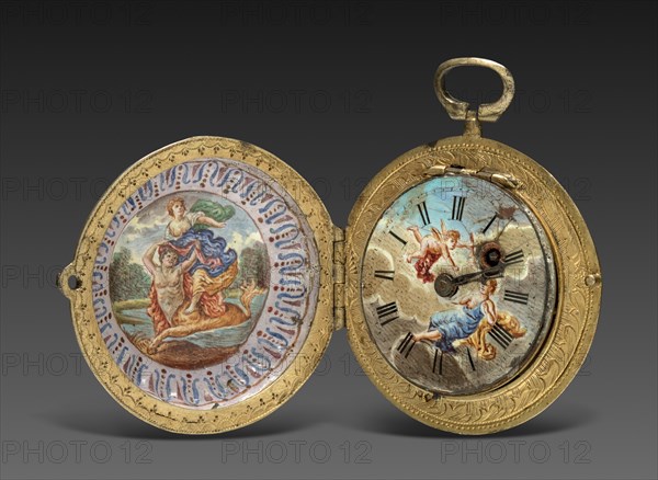 Watch, late 1700s - early 1800s. Marchand (French). Enameled case mounted in engraved gilded metal; diameter: 4.4 cm (1 3/4 in.).
